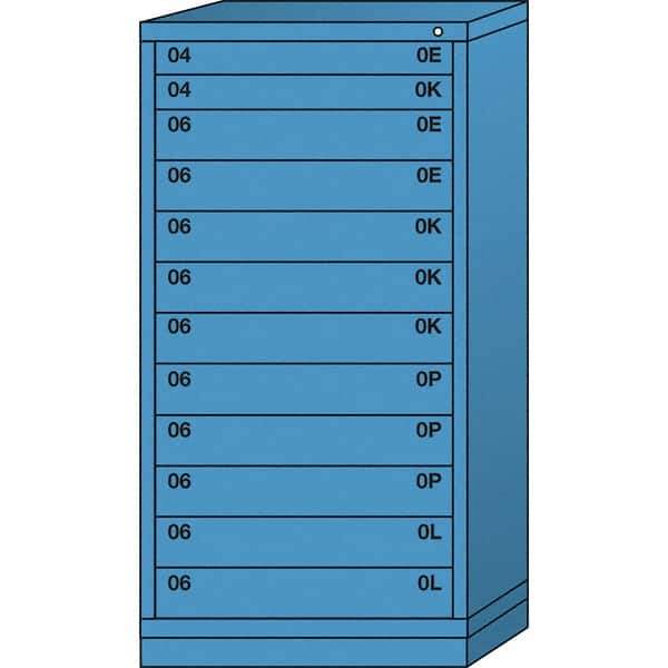 Lyon - 12 Drawer, Standard Eye-Level - Single Drawer Access Cabinet - Steel, 30" Wide x 28-1/4" Deep x 59-1/4" High, Wedgewood Blue - Caliber Tooling