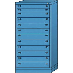 Lyon - 12 Drawer, Standard Eye-Level - Single Drawer Access Cabinet - Steel, 30" Wide x 28-1/4" Deep x 59-1/4" High, Wedgewood Blue - Caliber Tooling