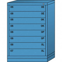 Lyon - 8 Drawer, Standard Counter - Multiple Drawer Access Cabinet - Steel, 30" Wide x 28-1/4" Deep x 44-1/4" High, Wedgewood Blue - Caliber Tooling