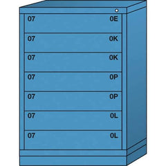 Lyon - 7 Drawer, Standard Counter - Multiple Drawer Access Cabinet - Steel, 30" Wide x 28-1/4" Deep x 44-1/4" High, Wedgewood Blue - Caliber Tooling