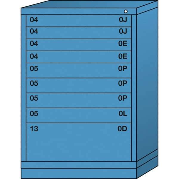 Lyon - 9 Drawer, Standard Counter - Multiple Drawer Access Cabinet - Steel, 30" Wide x 28-1/4" Deep x 44-1/4" High, Wedgewood Blue - Caliber Tooling