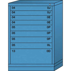 Lyon - 9 Drawer, Standard Counter - Multiple Drawer Access Cabinet - Steel, 30" Wide x 28-1/4" Deep x 44-1/4" High, Wedgewood Blue - Caliber Tooling