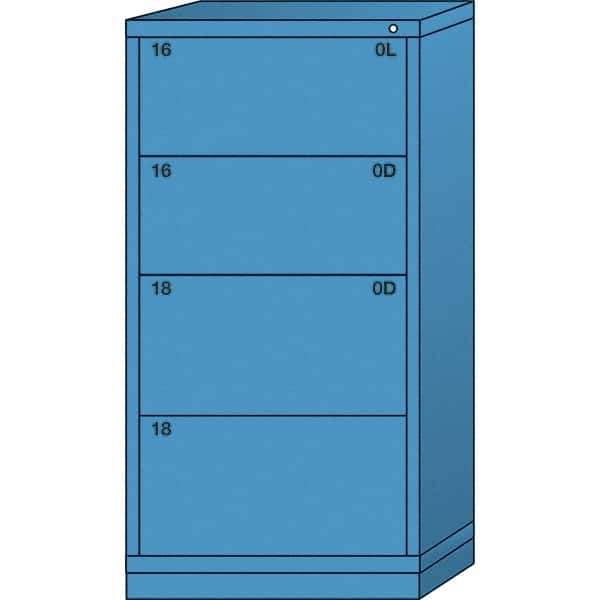 Lyon - 4 Drawer, Standard Eye-Level - Multiple Drawer Access Cabinet - Steel, 30" Wide x 28-1/4" Deep x 59-1/4" High, Wedgewood Blue - Caliber Tooling