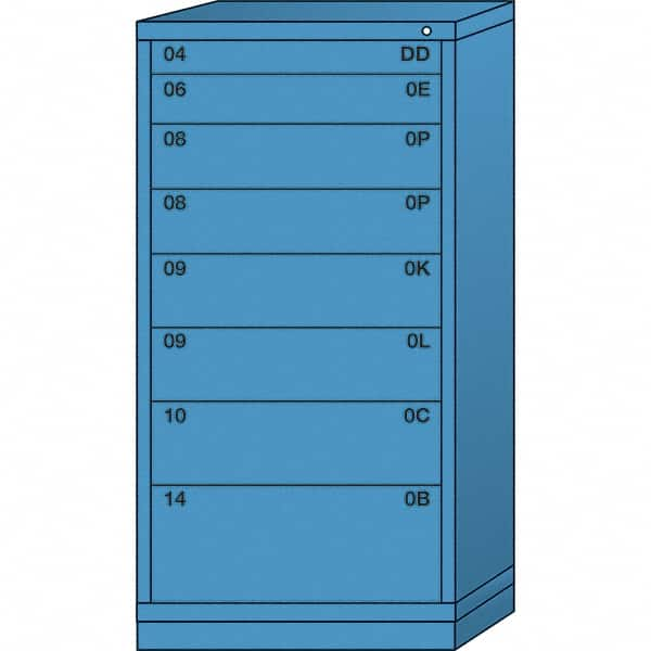 Lyon - 8 Drawer, Standard Eye-Level - Multiple Drawer Access Cabinet - Steel, 30" Wide x 28-1/4" Deep x 59-1/4" High, Wedgewood Blue - Caliber Tooling