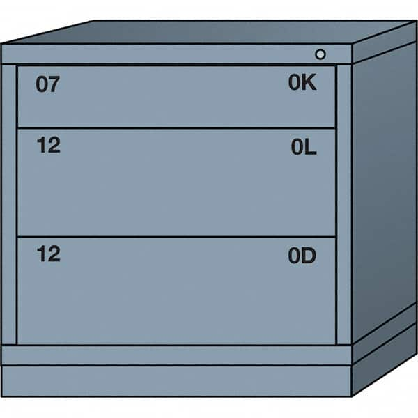 Lyon - 3 Drawer, Standard Table Height - Multiple Drawer Access Cabinet - Steel, 30" Wide x 28-1/4" Deep x 30-1/8" High, Dove Gray - Caliber Tooling