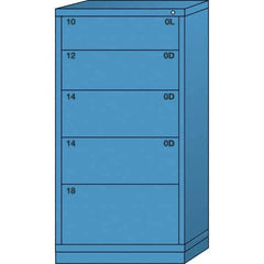 Lyon - 5 Drawer, Standard Eye-Level - Single Drawer Access Cabinet - Steel, 30" Wide x 28-1/4" Deep x 59-1/4" High, Wedgewood Blue - Caliber Tooling