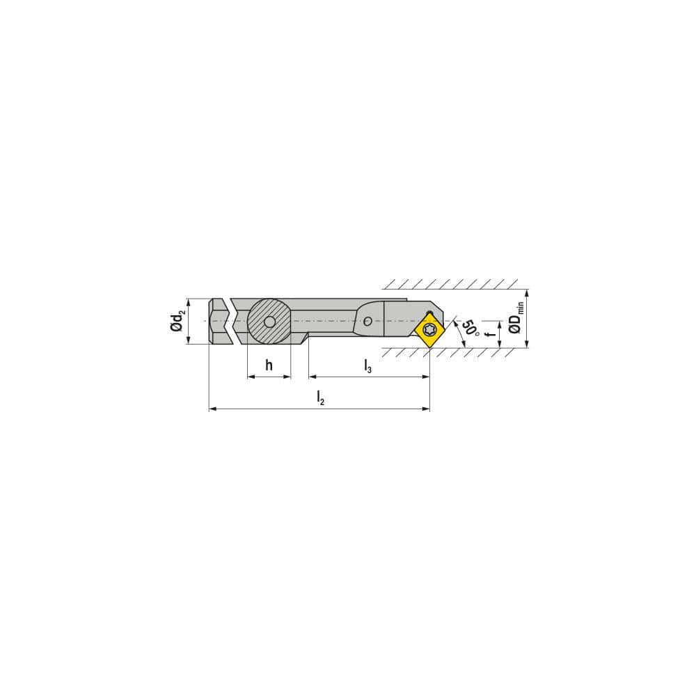 Indexable Boring Bar:  A16M SCMCL 06,  16.00 mm Min Bore,  16.00 mm Shank Dia,  50.00&deg N/A Steel 154.1500″ OAL,  Screw Clamping,