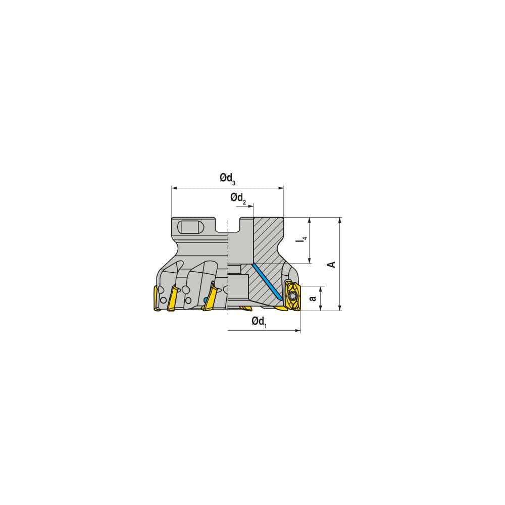 Indexable Square-Shoulder Face Mill:  A211.50.R.08-11,  22.0000″ Arbor Hole Dia, Uses  8,  XD.T 11T3 Inserts,  Through Coolant,  Series  A211-11