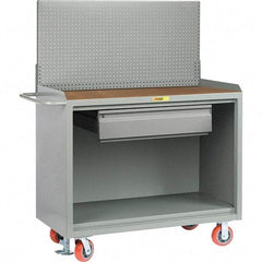 Little Giant - 3,600 Lb Capacity, 2 Shelf, 1 Drawer Mobile Bench Cabinet with Pegboard Panel - 41" Wide x 24" Deep x 43" High, Steel - Caliber Tooling