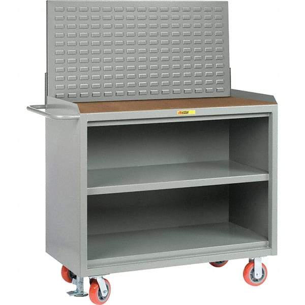 Little Giant - 3,600 Lb Capacity, 3 Shelf Mobile Bench Cabinet with Louvered Panel - 53" Wide x 24" Deep x 43" High, Steel - Caliber Tooling