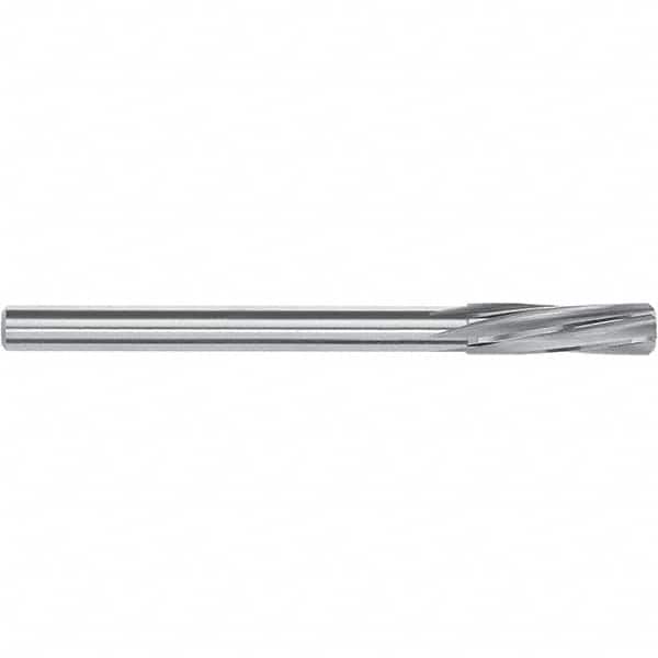 Magafor - 11.99mm Solid Carbide 6 Flute Chucking Reamer - Spiral Flute, 12mm Straight Shank, 44mm Flute Length, 151mm OAL - Caliber Tooling