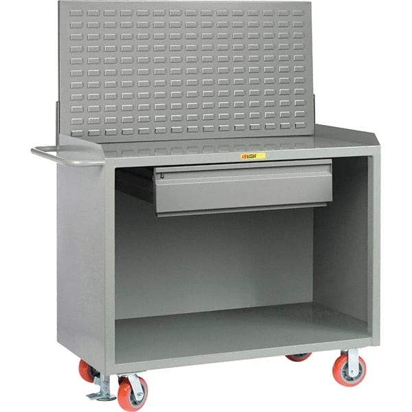 Little Giant - 3,600 Lb Capacity, 2 Shelf, 1 Drawer Mobile Bench Cabinet with Louvered Panel - 53" Wide x 24" Deep x 43" High, Steel - Caliber Tooling