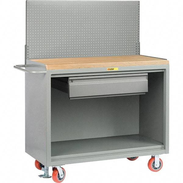 Little Giant - 3,600 Lb Capacity, 2 Shelf, 1 Drawer Mobile Bench Cabinet with Pegboard Panel - 53" Wide x 24" Deep x 43" High, Steel - Caliber Tooling