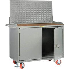 Little Giant - 3,600 Lb Capacity, 2 Shelf, 2 Door Mobile Bench Cabinet with Louvered Panel - 41" Wide x 24" Deep x 43" High, Steel - Caliber Tooling