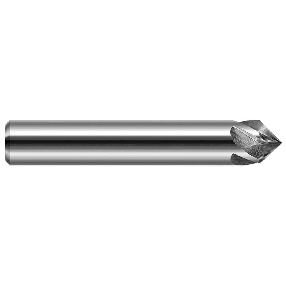 Harvey Tool - 1/8" Diam 90°/90° 4-Flute Single End Solid Carbide Chamfer Mill - Exact Industrial Supply