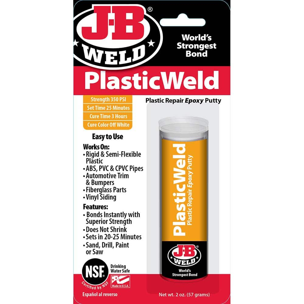 J-B Weld - Epoxy & Structural Adhesives; Type: Epoxy ; Container Size Range: Smaller than 16 oz. ; Container Size: 2 oz. ; Container Type: Stick ; Working Time (Minutes): 25 ; Color: Off White - Exact Industrial Supply