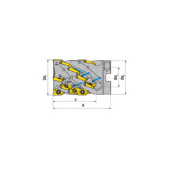 Indexable Square-Shoulder Face Mill:  A211.63.R.04K4-20,  27.0000″ Arbor Hole Dia, Uses  16,  XD.. 2007.. Inserts,  Through Coolant,  Series  A211-20