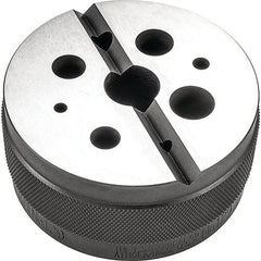 ‎129 Bench Block, 3″ Diameter × 1-1/2″ High with Oversize Holes from 1/8-5/8″ Diameter and One V-Groove