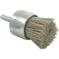 Brush Research Mfg. - 80 Grit, 1" Brush Diam, Crimped, End Brush - Coarse Grade, 1/4" Diam Steel Shank, 20,000 Max RPM - Caliber Tooling