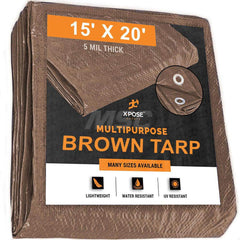 Tarp/Dust Cover: Brown, Rectangle, Polyethylene, 20' Long x 15' Wide, 5 mil Polyethylene, Rectangle