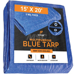 Tarp/Dust Cover: Blue, Rectangle, Polyethylene, 20' Long x 15' Wide, 5 mil Polyethylene, Rectangle