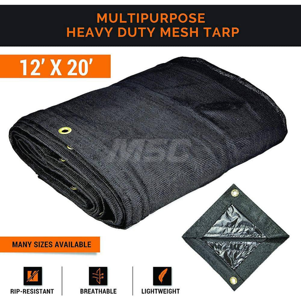 Tarp/Dust Cover: Black, Rectangle, Polyethylene, 20' Long x 12' Wide, 18 mil Polyethylene, Rectangle