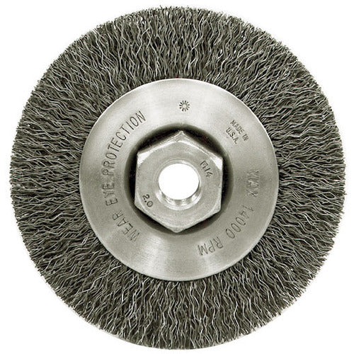 4″ Narrow Face Crimped Wire Wheel, .014″ Steel Fill, 3/8″-24 UNF Nut - Caliber Tooling