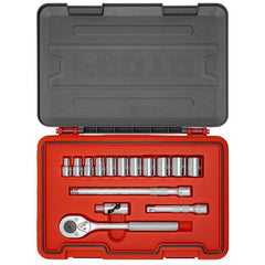 Combination Hand Tool Sets; Set Type: Socket Set; Container Type: Blow Mold Case; Measurement Type: Inch; Container Material: Plastic; Drive Size: 1/2; Insulated: No; Case Type: Blow Mold Case