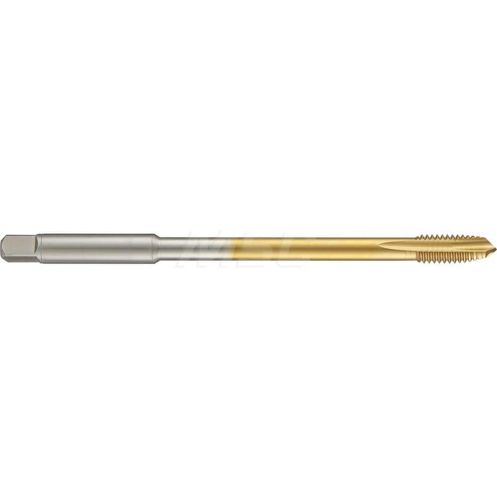 Spiral Point Tap: M10 X 1.5, Metric, 3 Flutes, 3 to 5, 6H, HSS-E, TiN Finish 6″ OAL, Right Hand, Series 4569