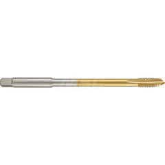 Spiral Point Tap: M10 X 1.5, Metric, 3 Flutes, 3 to 5, 6H, HSS-E, TiN Finish 6″ OAL, Right Hand, Series 4569