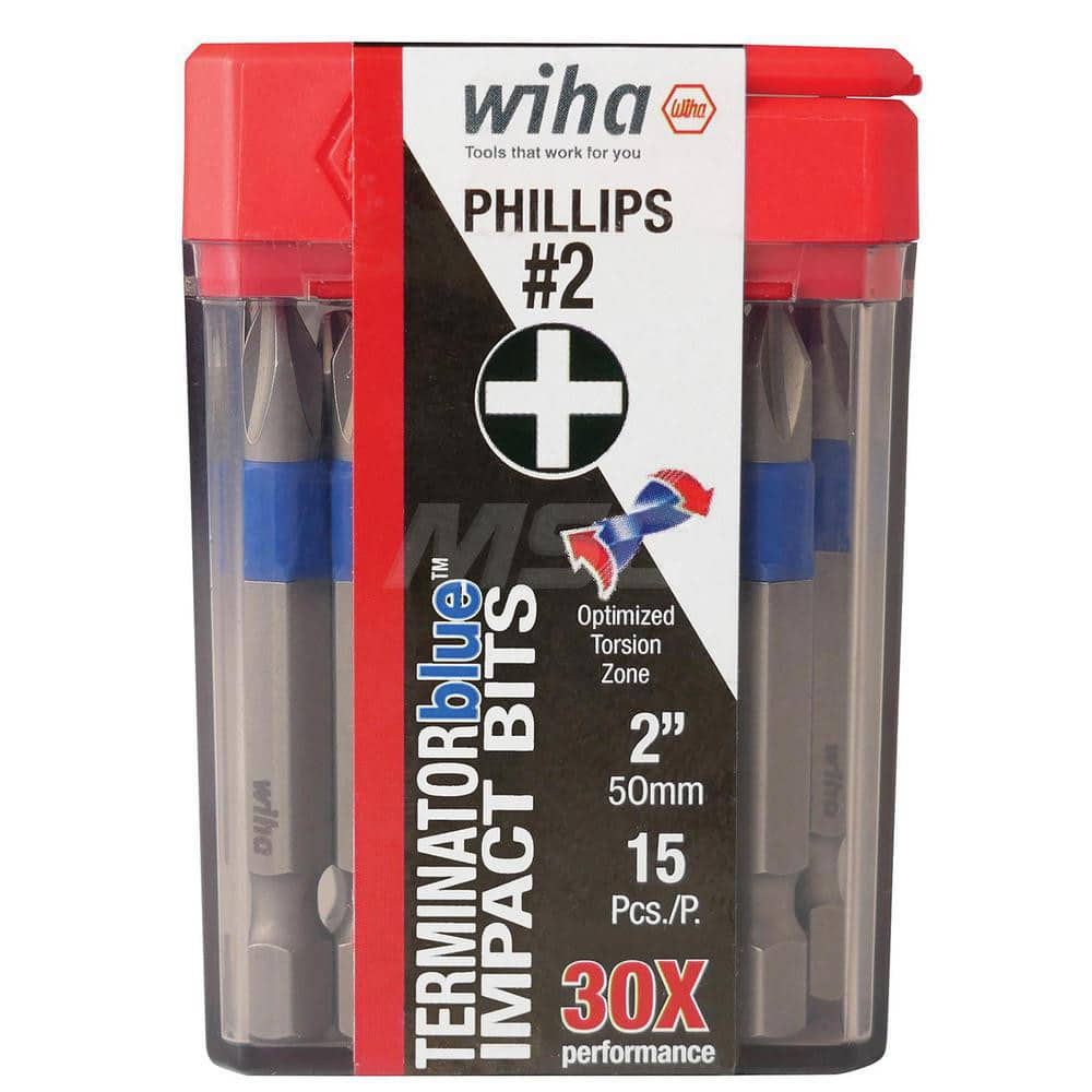 Power Screwdriver Bit: #2 Phillips, 1/4″ Hex Drive 2″ OAL