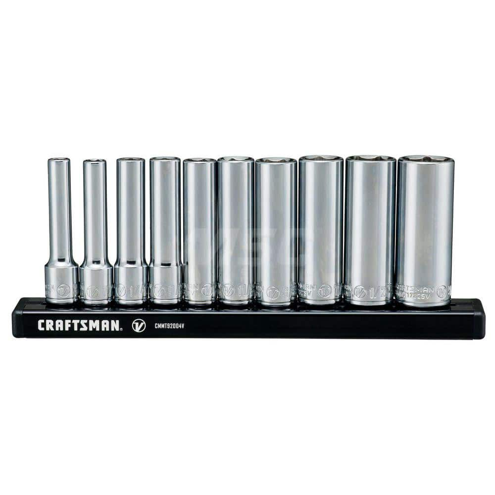 Socket Set: 1/4″ Drive 6 Point, Polished Chrome-Plated