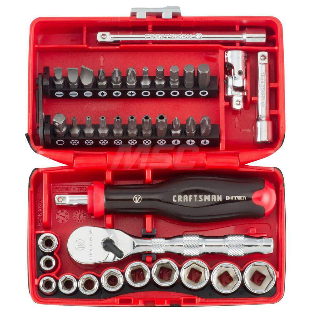 Socket Set: 1/4″ Drive 6 Point, Polished Chrome-Plated