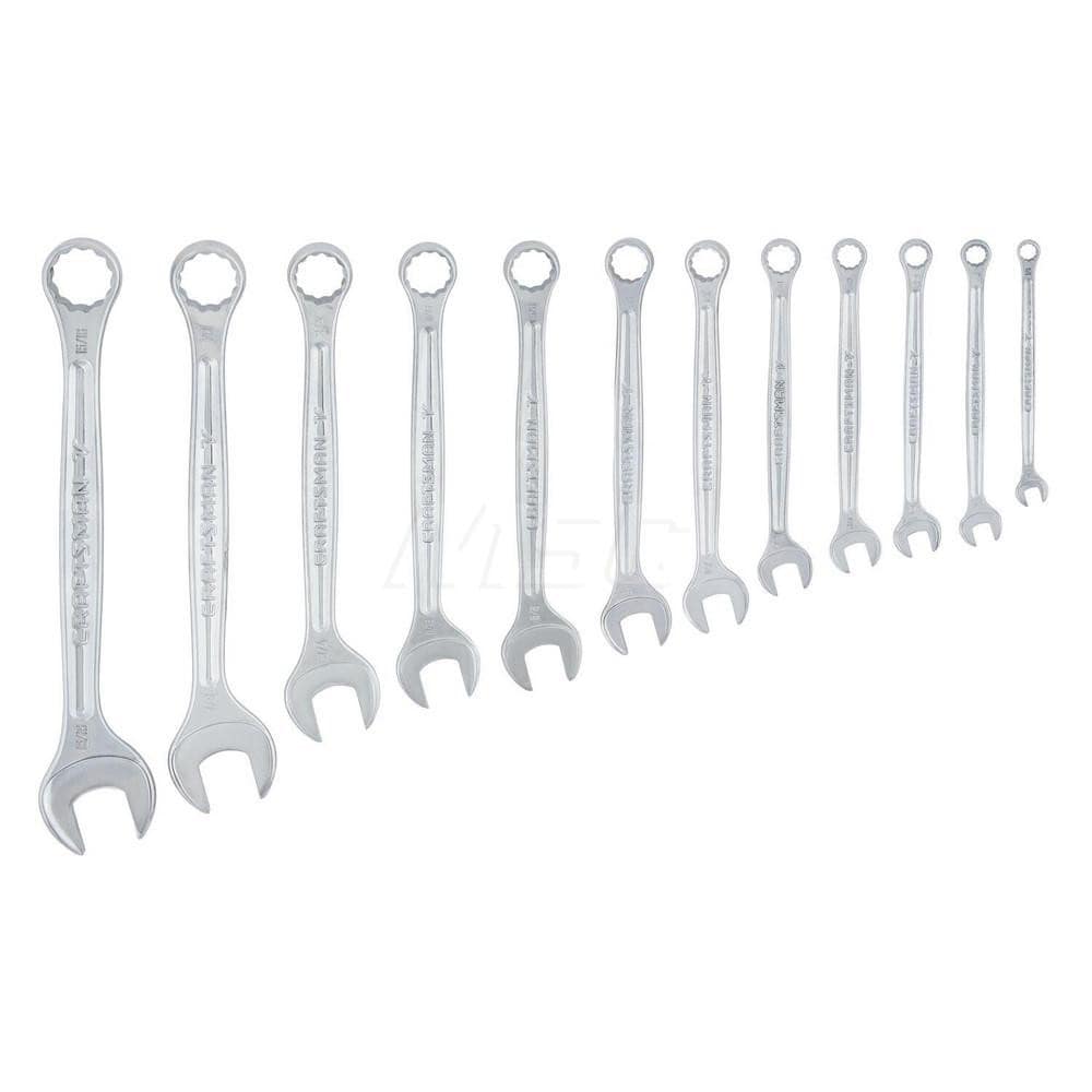 Wrench Set: 12 Pc, Inch Polished Chrome Finish