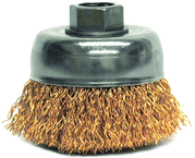 3" Crimped Wire Cup Brush - .020 Bronze; 5/8-11 A.H. - Non-Sparking Wire Wheel - Caliber Tooling