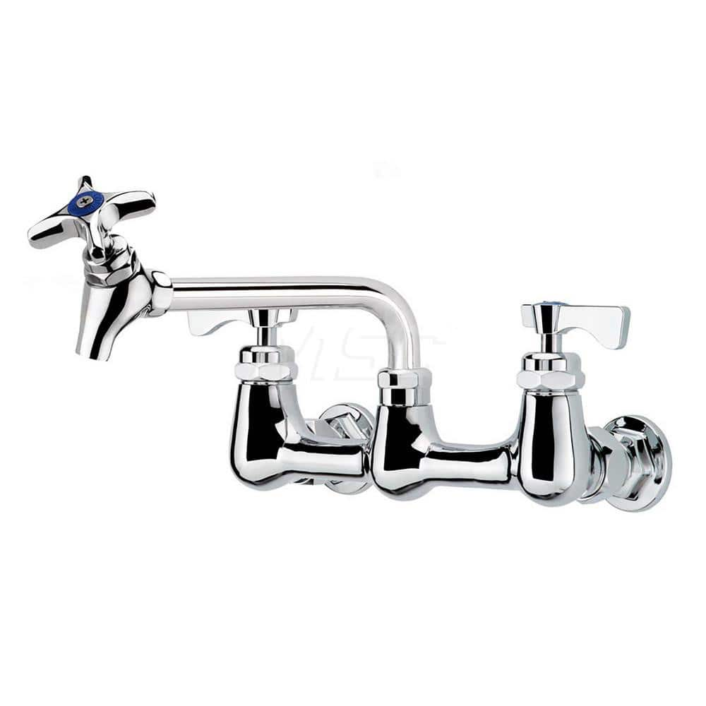 Industrial & Laundry Faucets; Type: Wall Mount Faucet; Style: Wall Mount; Design: Wall Mount; Handle Type: Lever; Spout Type: Swing Spout/Nozzle; Mounting Centers: 8; Spout Size: 6; Finish/Coating: Chrome Plated Brass; Type: Wall Mount Faucet; Minimum Ord