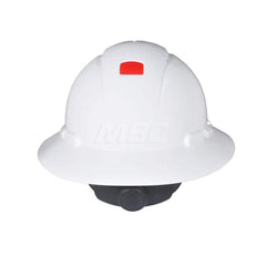 Hard Hat: Construction, High Visibility & Impact Resistant, Full Brim, Type 1, Class C, 4-Point Suspension White, HDPE, Vented