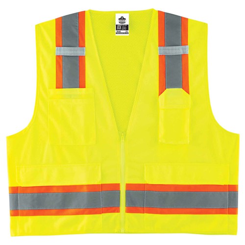 8248Z S/M Lime 2-Tone Surveyors Vest Type R Class 2 - Caliber Tooling