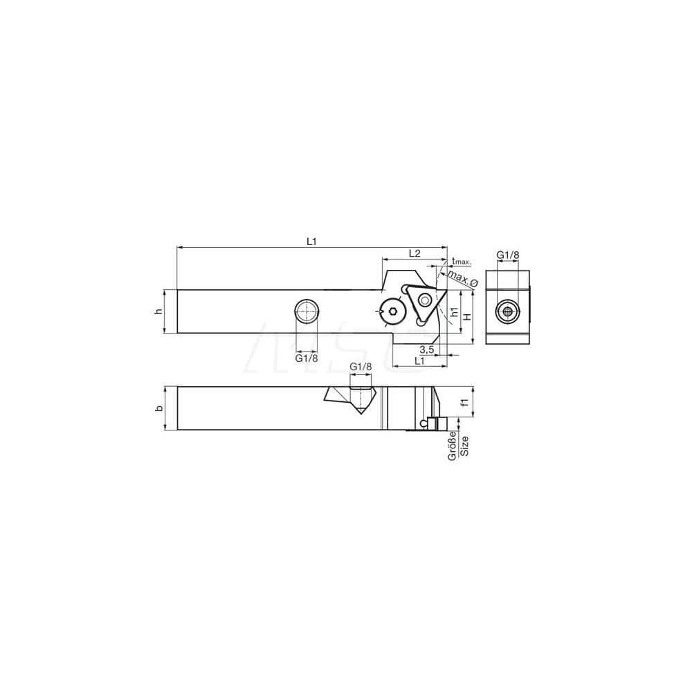 Guhring GH305.1000.600.00.06.L.IK.EST External Left Hand NonFace Grooving Radial Grooving with Adjustable Coolant Holder 1″ Square Shank