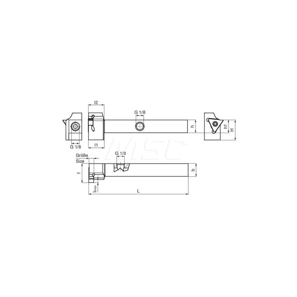 Guhring GH305.0500.500.90.12.R.IK External Right Hand Face Grooving 90 Deg Offset Thru Coolant Holder 1/2″ Square Shank