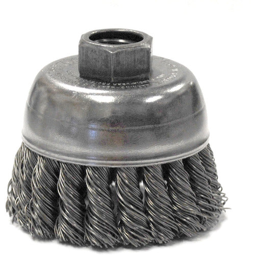 2-3/4″ Single Row Knot Wire Cup Brush, .020″ Steel Fill, M10x1.25 Nut - Caliber Tooling