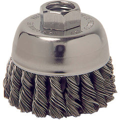 2-3/4″ Single Row Knot Wire Cup Brush, .020″ Steel Fill, M14 × 2.0 Nut - Caliber Tooling