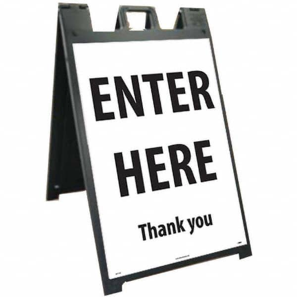 NMC - "ENTER HERE", 25" Wide x 45" High, Plastic Safety Sign - Caliber Tooling