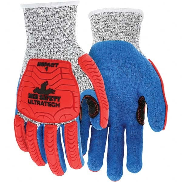 MCR Safety - Size S, ANSI Cut Lvl A4, Puncture Lvl 5, Abrasion Lvl 4, Latex Coated Cut & Puncture Resistant Gloves - Caliber Tooling