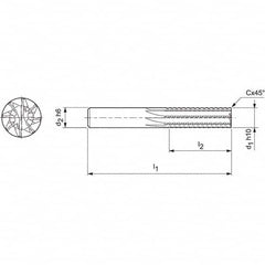 Mapal - Spiral Router Bits Cutting Diameter (mm): 12.00 Number of Flutes: 8 - Caliber Tooling