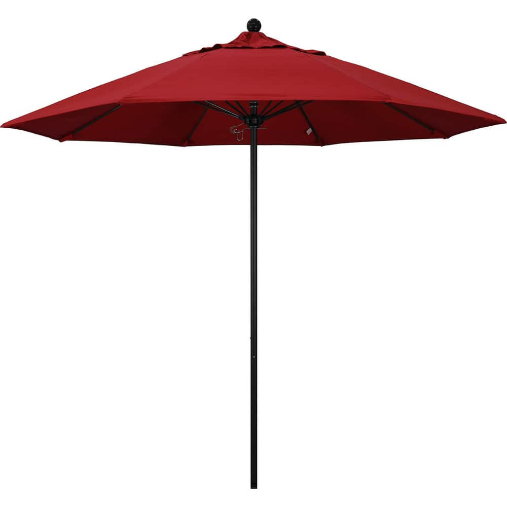 Patio Umbrellas; Diameter (Feet): 9; Height (Feet): 8.583; Fabric Color: Red; Base Included: No; Canopy Fabric: Pacifica; Fade Resistant: Yes; Additional Information: Push Lift; Frame Material: Aluminum