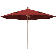 Patio Umbrellas; Diameter (Feet): 11; Height (Feet): 8.917; Fabric Color: Red; Base Included: No; Canopy Fabric: Pacifica; Fade Resistant: Yes; Additional Information: Pulley Lift; Frame Material: Aluminum