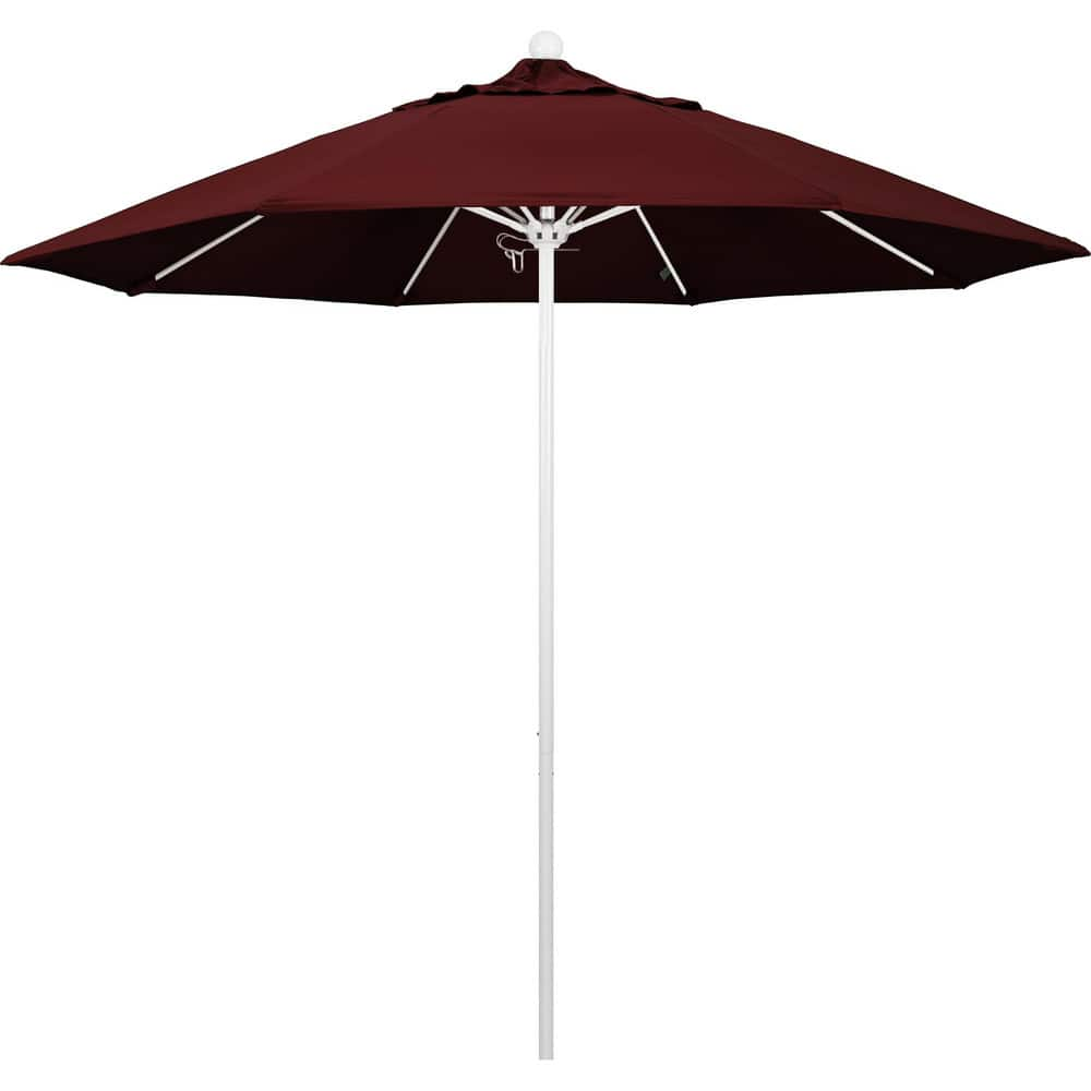 Patio Umbrellas; Diameter (Feet): 9; Height (Feet): 8.583; Fabric Color: Burgundy; Base Included: No; Canopy Fabric: Pacifica; Fade Resistant: Yes; Additional Information: Push Lift; Frame Material: Aluminum