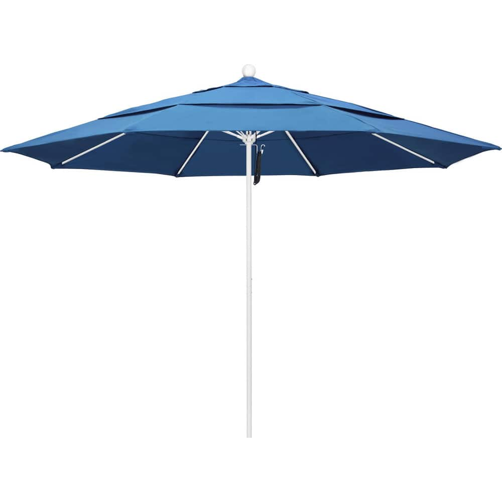 Patio Umbrellas; Diameter (Feet): 11; Height (Feet): 8.917; Fabric Color: Capri; Base Included: No; Canopy Fabric: Pacifica; Fade Resistant: Yes; Additional Information: Pulley Lift; Frame Material: Aluminum