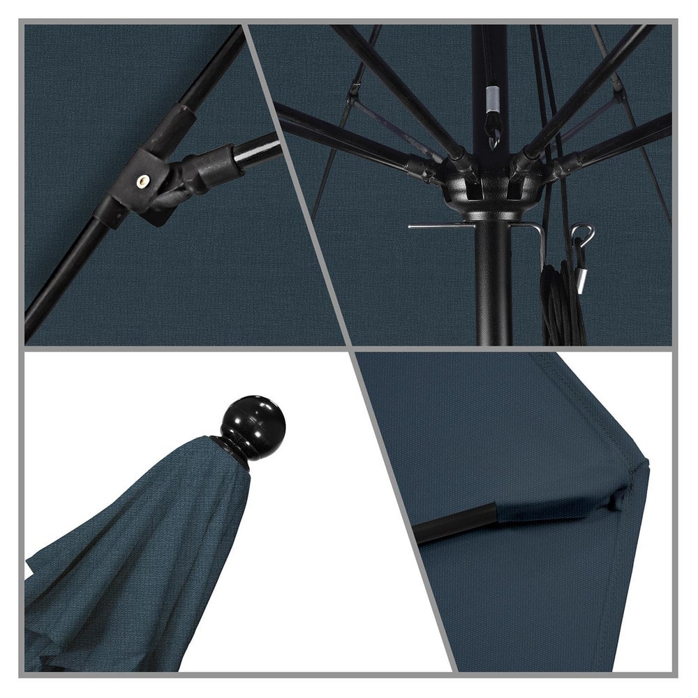 Patio Umbrellas; Diameter (Feet): 11; Height (Feet): 8.917; Fabric Color: Sapphire Blue; Base Included: No; Canopy Fabric: Pacifica; Fade Resistant: Yes; Additional Information: Pulley Lift; Frame Material: Aluminum